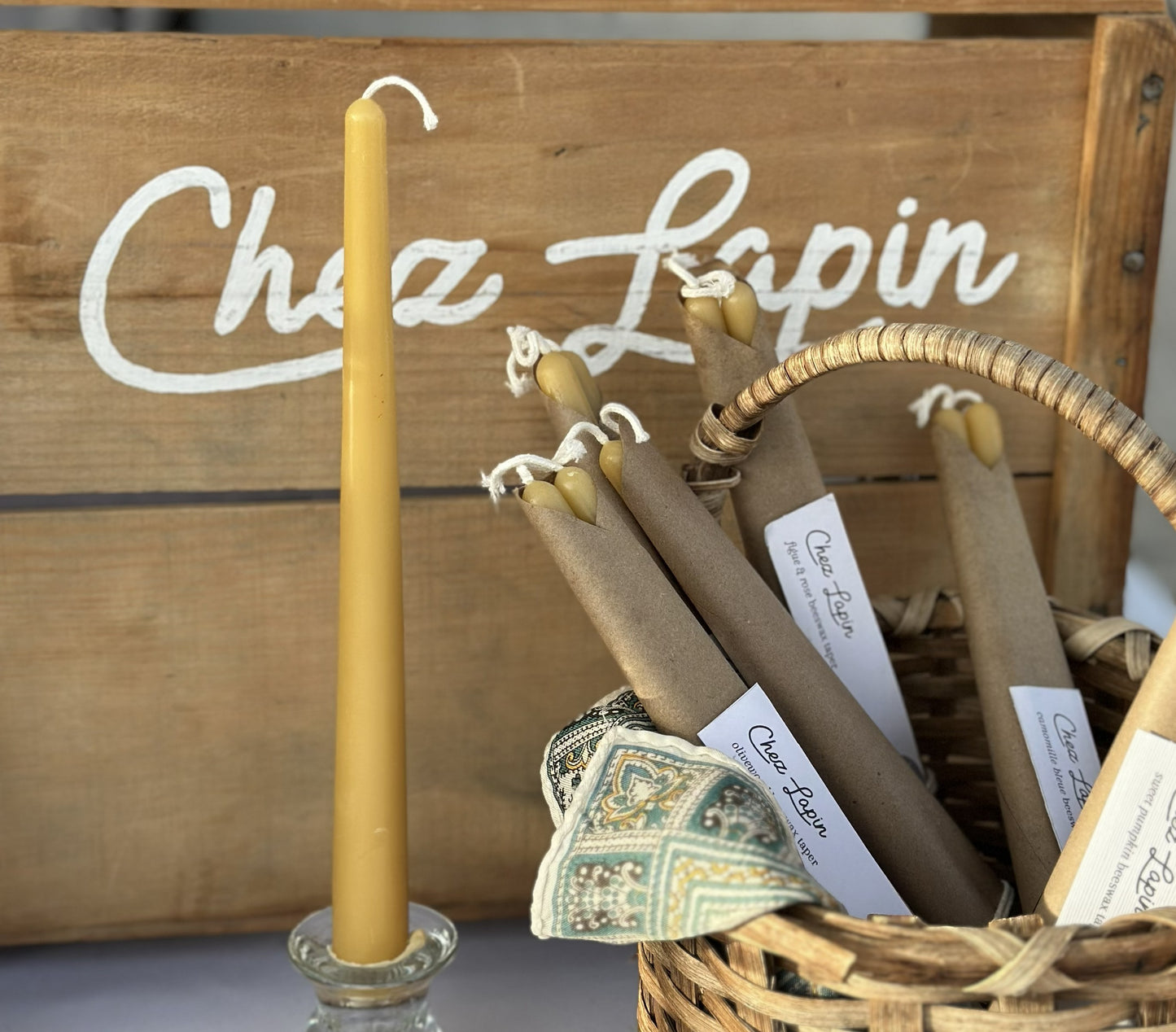 Beeswax Taper Candle Pair