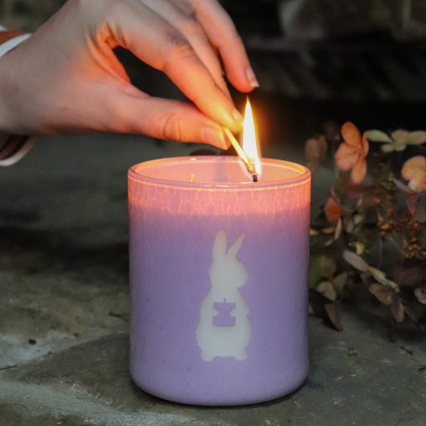 Artisan Handblown Glass Candle - Lavender