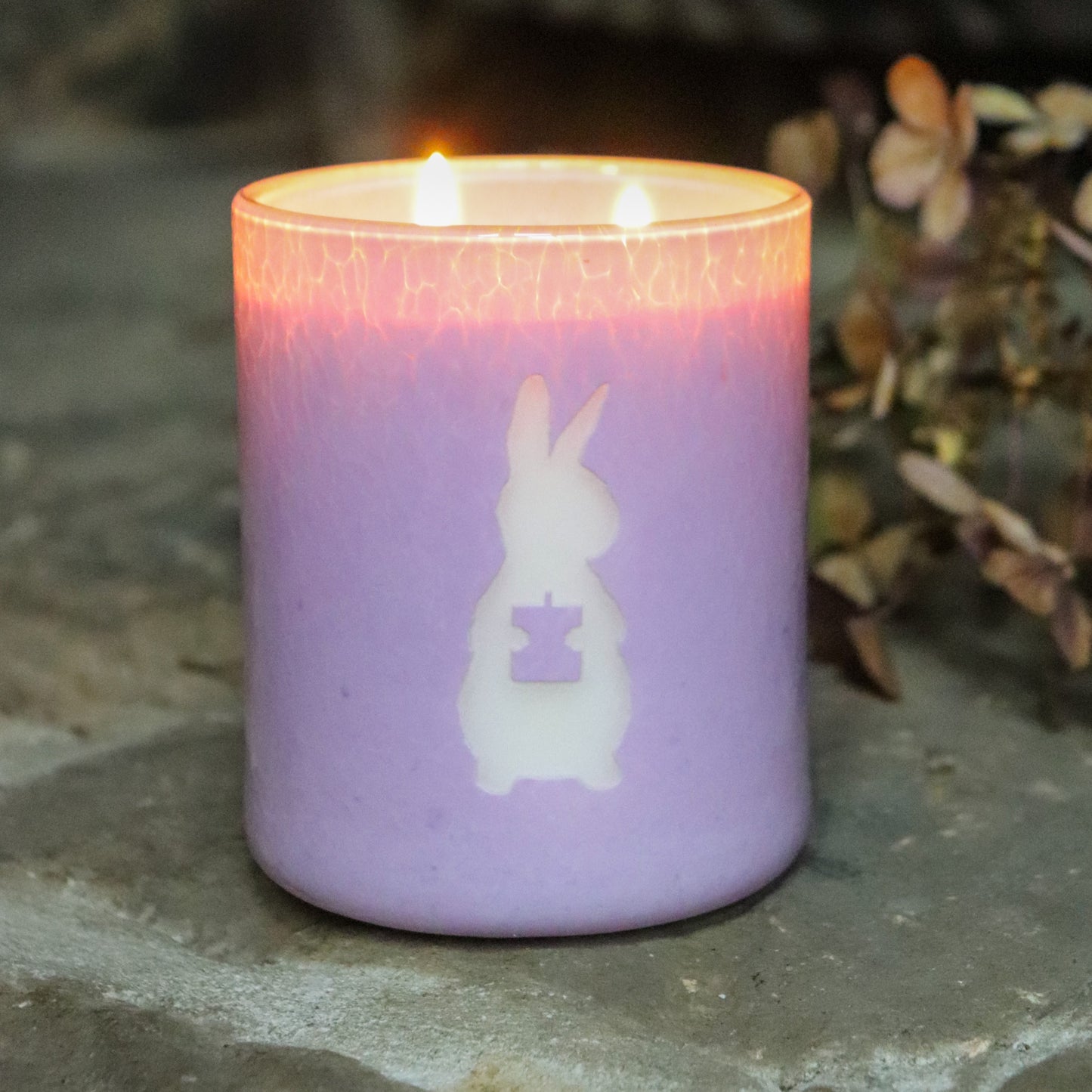 Artisan Handblown Glass Candle - Lavender