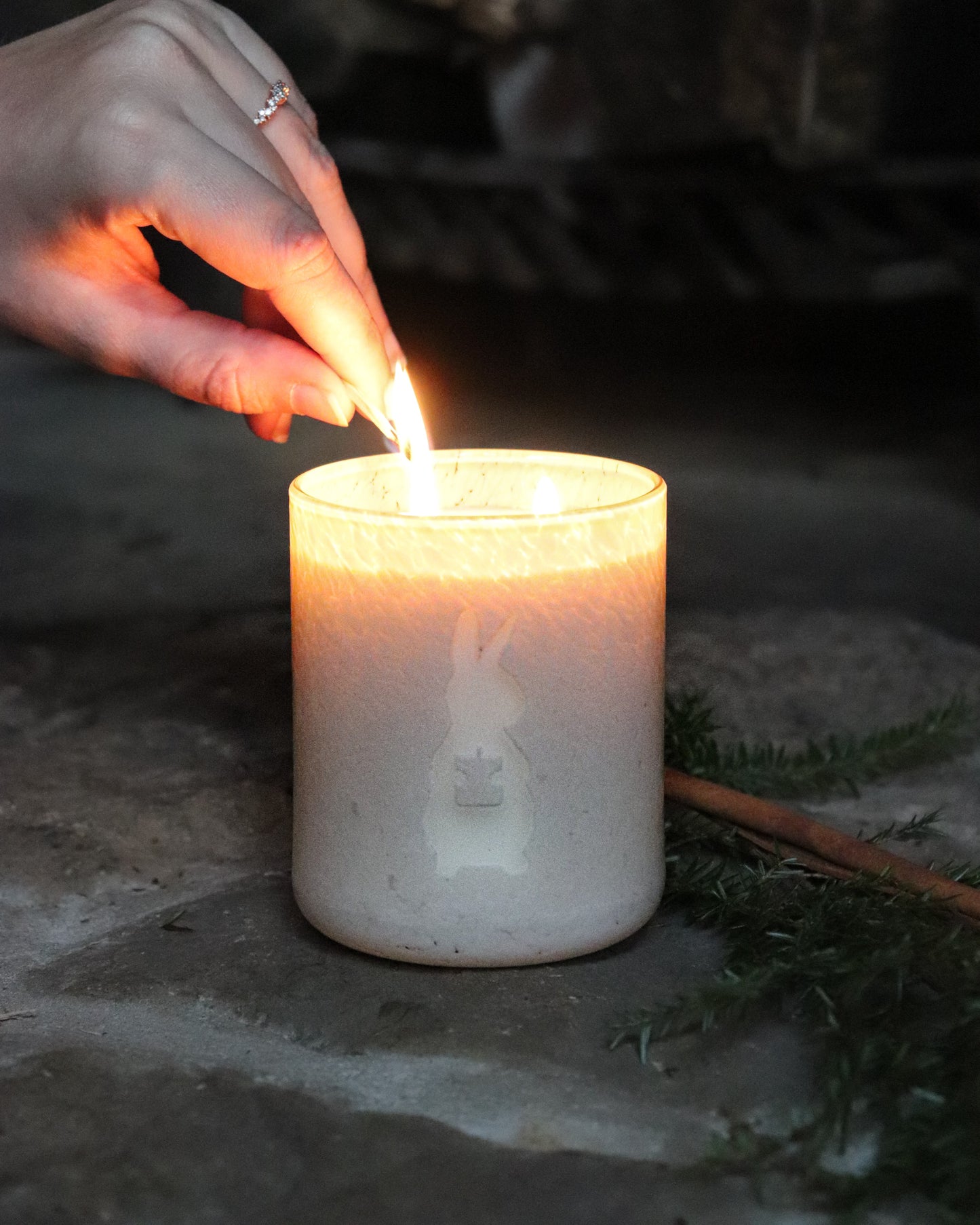 Artisan Handblown Glass Candle - Taupe