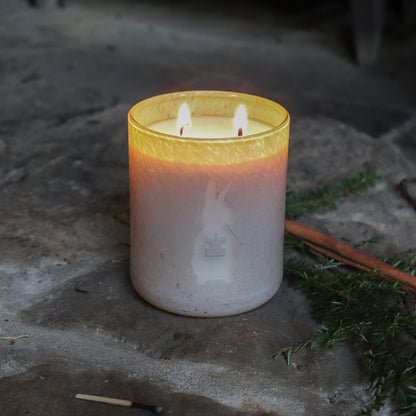 Artisan Handblown Glass Candle - Taupe