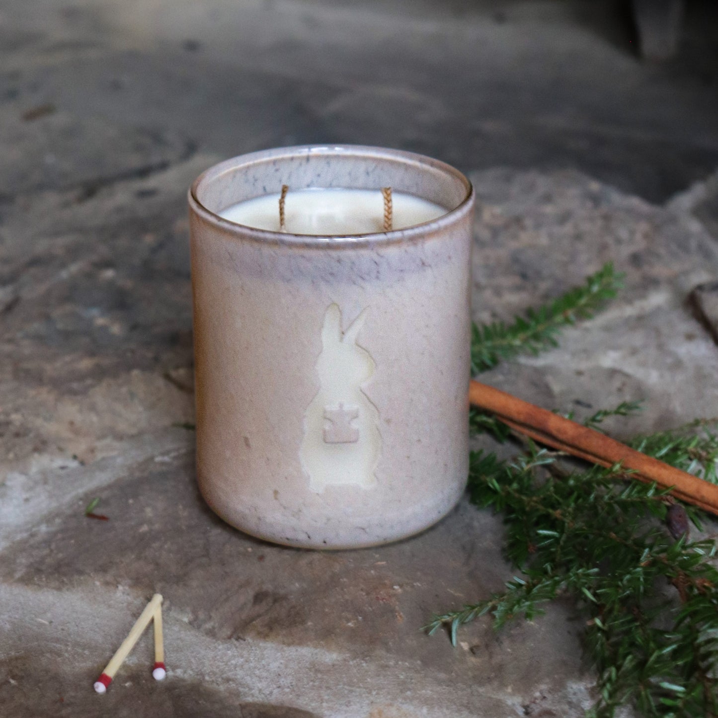 Artisan Handblown Glass Candle - Taupe
